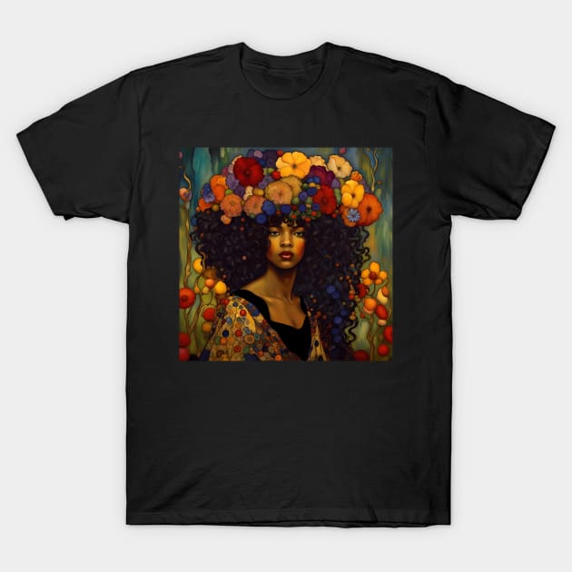 Beautiful Black Art Nouveau Woman T-Shirt by LittleBean